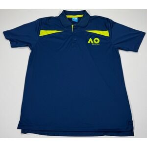 Australian Open 2017 Mens 2XL Tennis Polo Shirt Navy Blue Neon Yellow Melbourne